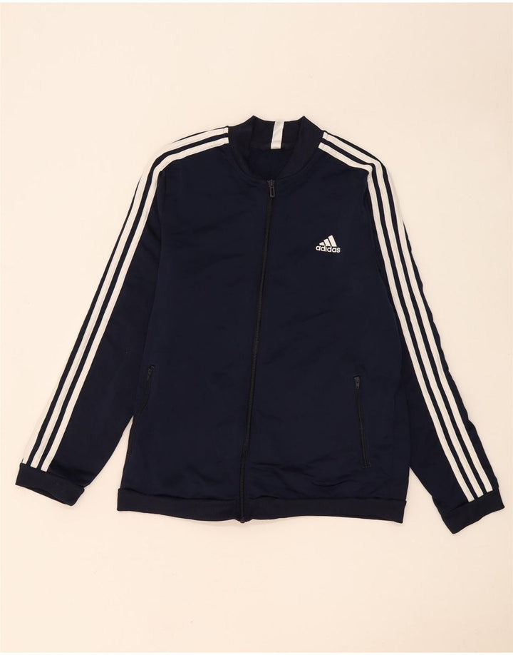 Adidas Womens Tracksuit Top Jacket UK 20/22 XL Navy Blue Polyester