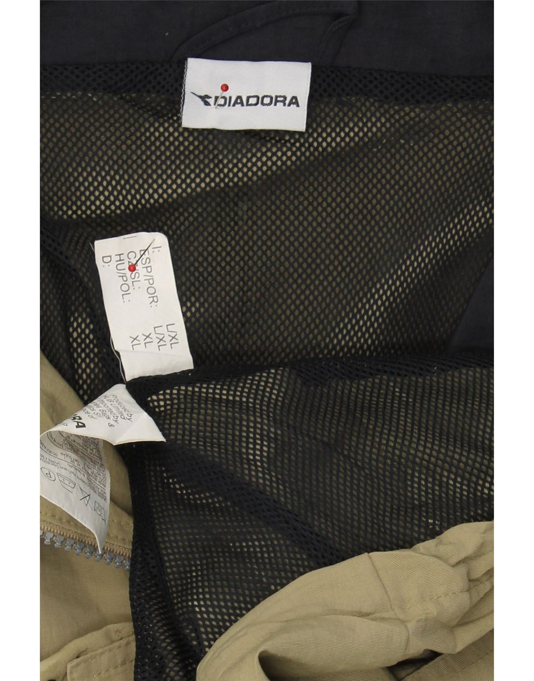 DIADORA Mens Rain Jacket UK 40 Large Khaki Polyamide Vintage Diadora and Second-Hand Diadora from Messina Hembry 