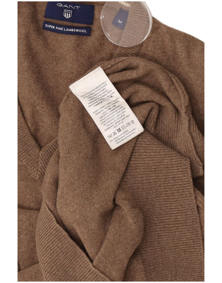 Gant Maglione da uomo con scollo a V in lana d'agnello marrone medio