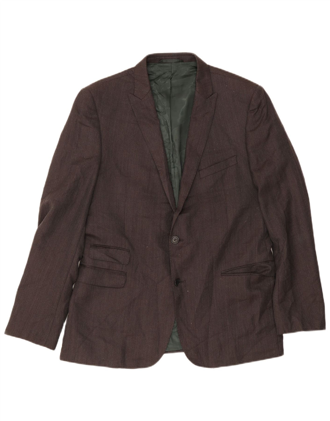 Jaqueta blazer masculina de 2 botões French Connection UK 42 XL cinza lã clássica