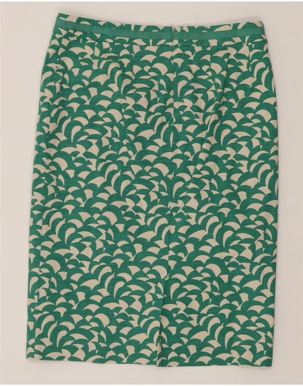 Gonna dritta da donna con motivo astratto Boden UK 14 grande W32 cotone verde