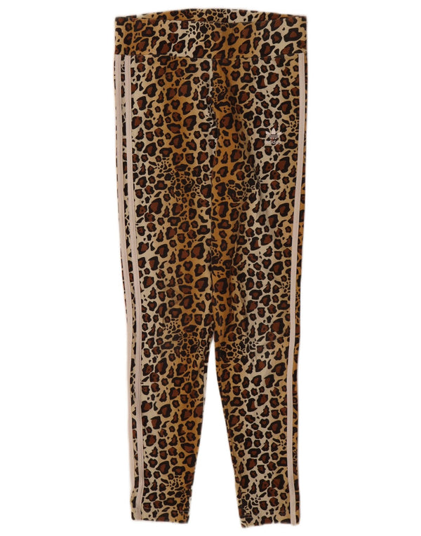 Leggings Adidas da donna UK 12 cotone con stampa animalier marrone medio
