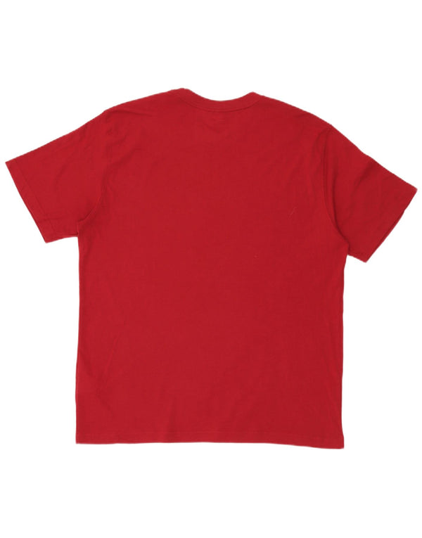 Reebok Mens Graphic T-Shirt Top Large Red Cotton