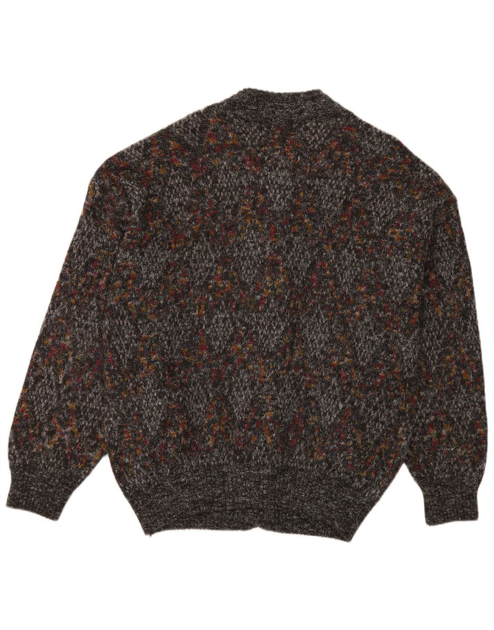 Pimet Mens Cardigan Sweater Large Grey Flecked Wool