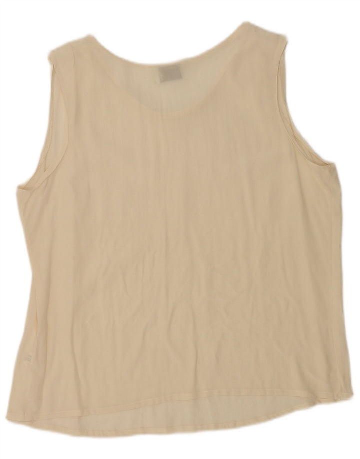 Cristaldi Womens Sleeveless Blouse Top IT 50 XL Beige Silk