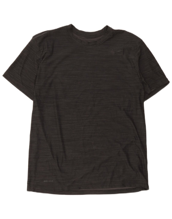Nike Mens Dri Fit T-Shirt Top Large Black Striped Polyester