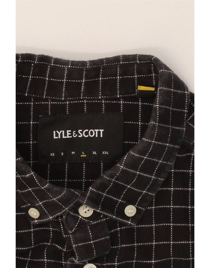 LYLE & SCOTT Mens Flannel Shirt Large Black Check Cotton Vintage Lyle & Scott and Second-Hand Lyle & Scott from Messina Hembry 