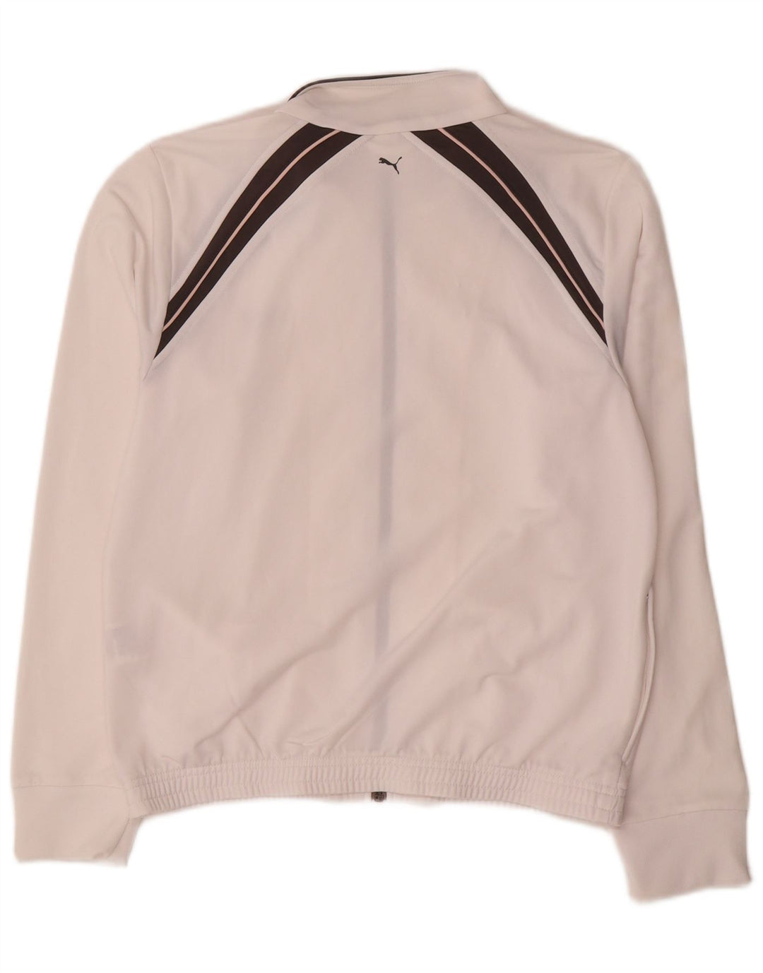 Puma Damen-Trainingsanzug-Top-Jacke, UK 14, groß, weißes Farbblock-Polyester