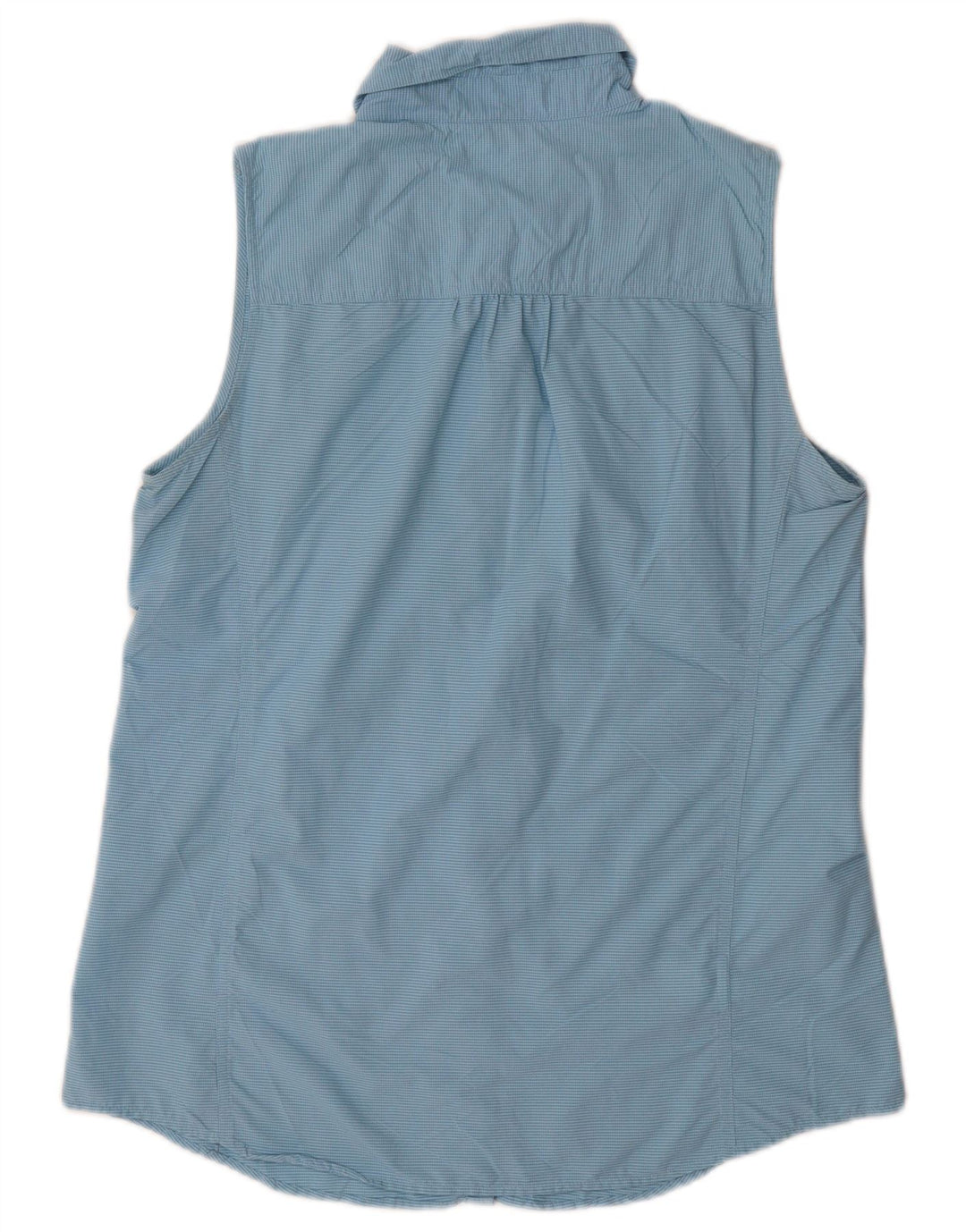 EDDIE BAUER Womens Sleeveless Shirt UK 14 Medium Blue Check Nylon