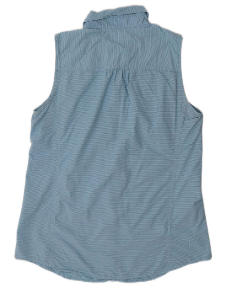 EDDIE BAUER Womens Sleeveless Shirt UK 14 Medium Blue Check Nylon