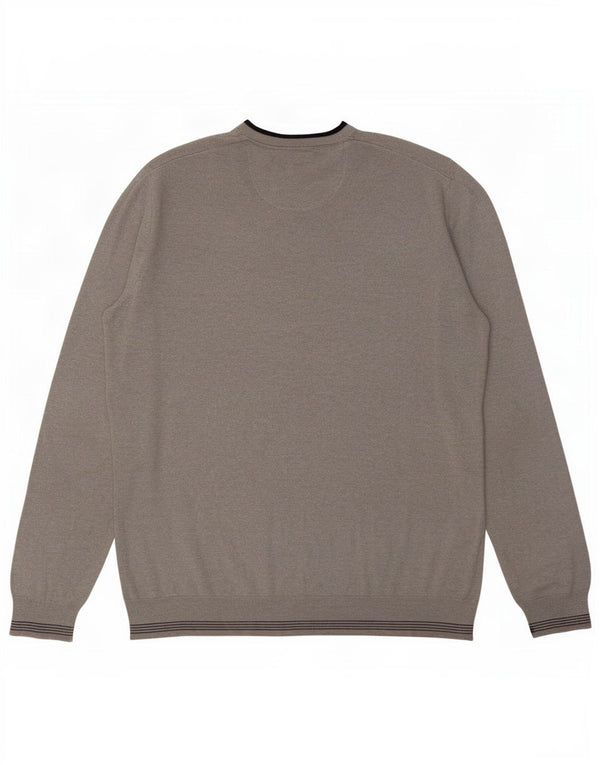 Hugo Boss Pull col V pour homme 2XL Gris à fines rayures Acrylique