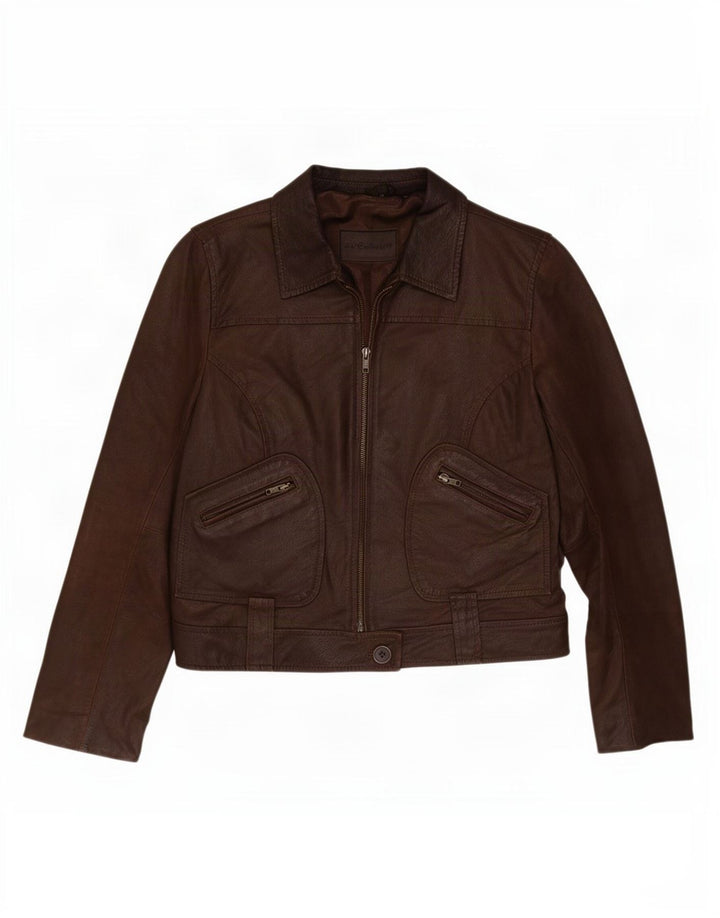 In Extenso Damen Lederjacke UK 14 Mittelbraun