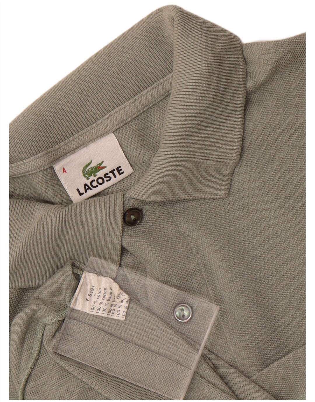 Lacoste Mens Polo Shirt Size 4 Medium Khaki Cotton
