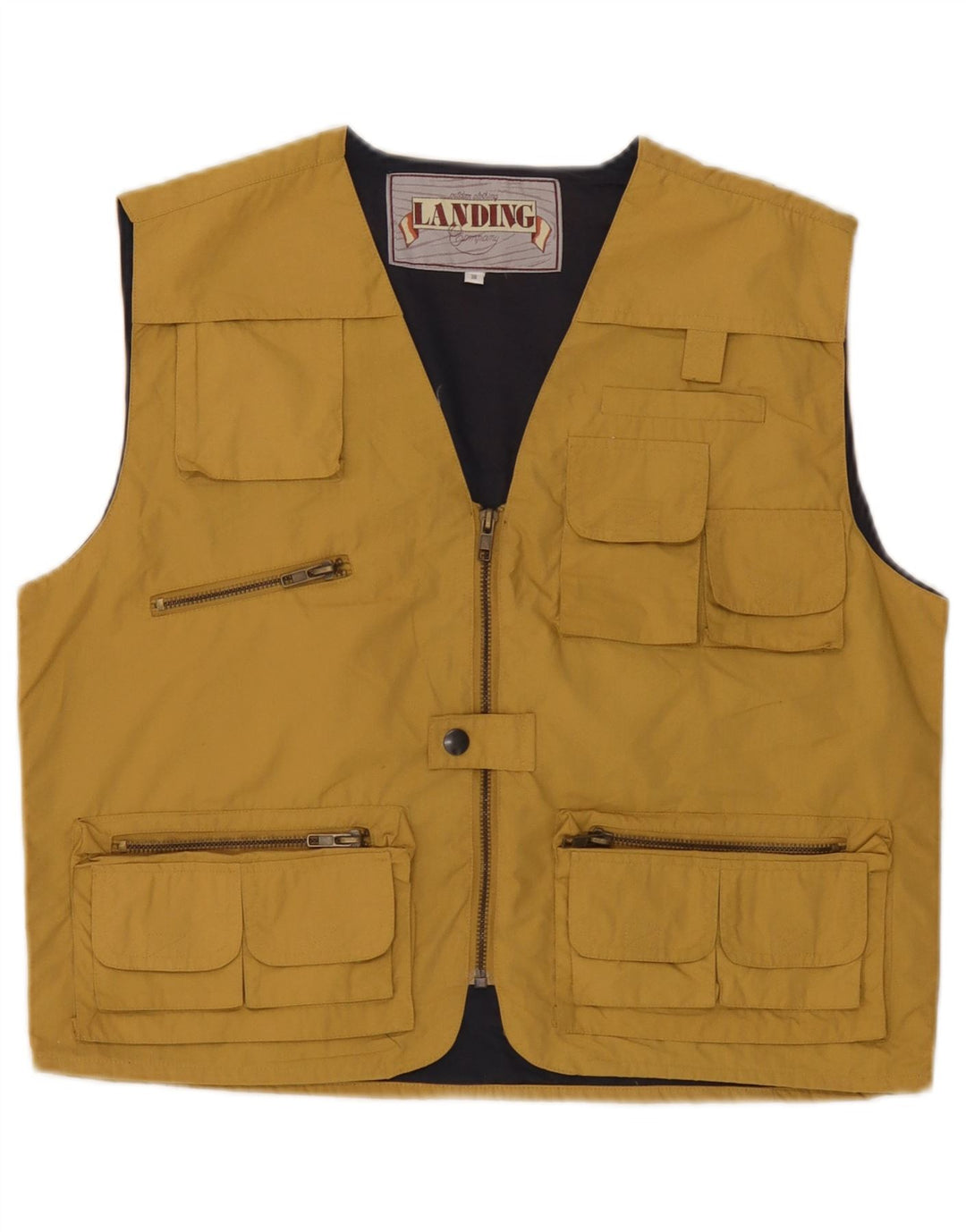 Vintage Mens Utility Gilet UK 38 Medium Yellow Polyester