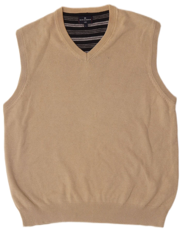 Marks & Spencer Mens Blue Harbour Vest Tank Top Large Beige Cotton