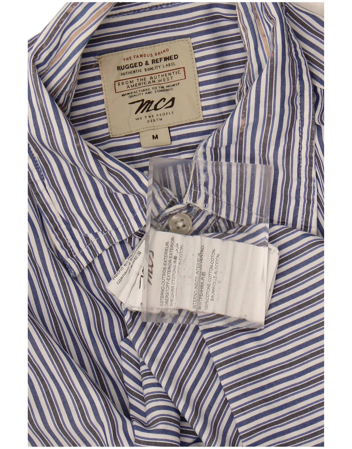MARLBORO CLASSICS Mens Rugged & Refined Shirt Medium Blue Striped Cotton