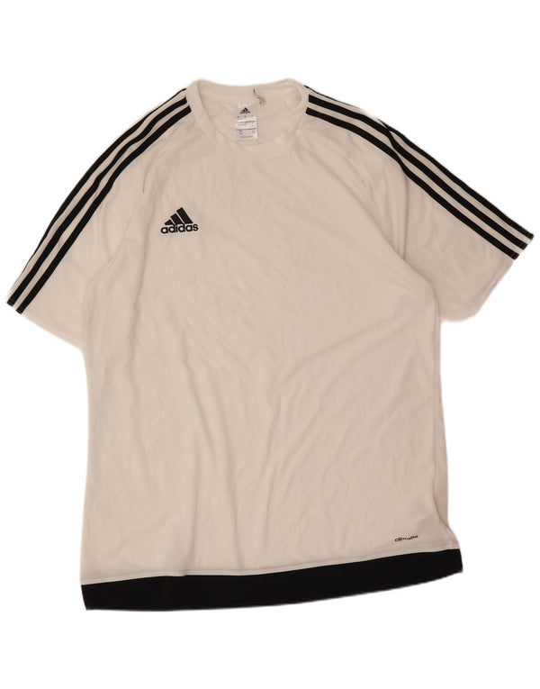 Adidas Mens Climalite Camiseta Top Grande Blanco Colorblock Poliéster