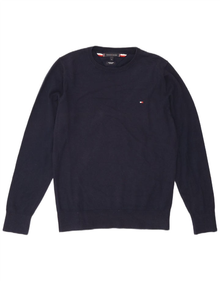 Tommy Hilfiger Mens Crew Neck Jumper Sweater Medium Navy Blue Wool