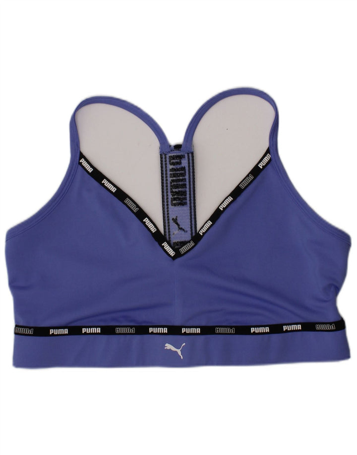 Puma Womens Graphic Sport Bra Top Medium Blue Polyester Sports