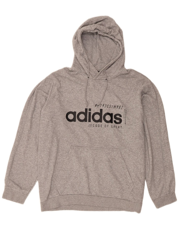Felpa con cappuccio grafica da uomo Adidas 2XL cotone chiazzato grigio