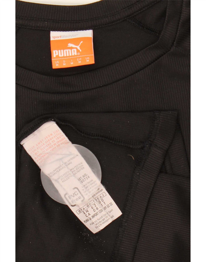 Puma Mens Graphic T-Shirt Top Medium Black Striped Polyester