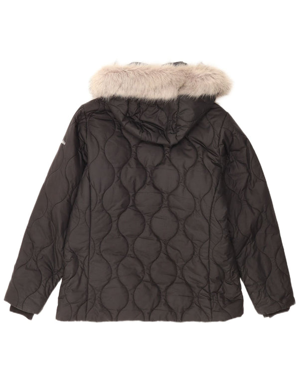 Columbia Chaqueta acolchada con capucha para mujer UK 46 Grande Poliéster negro