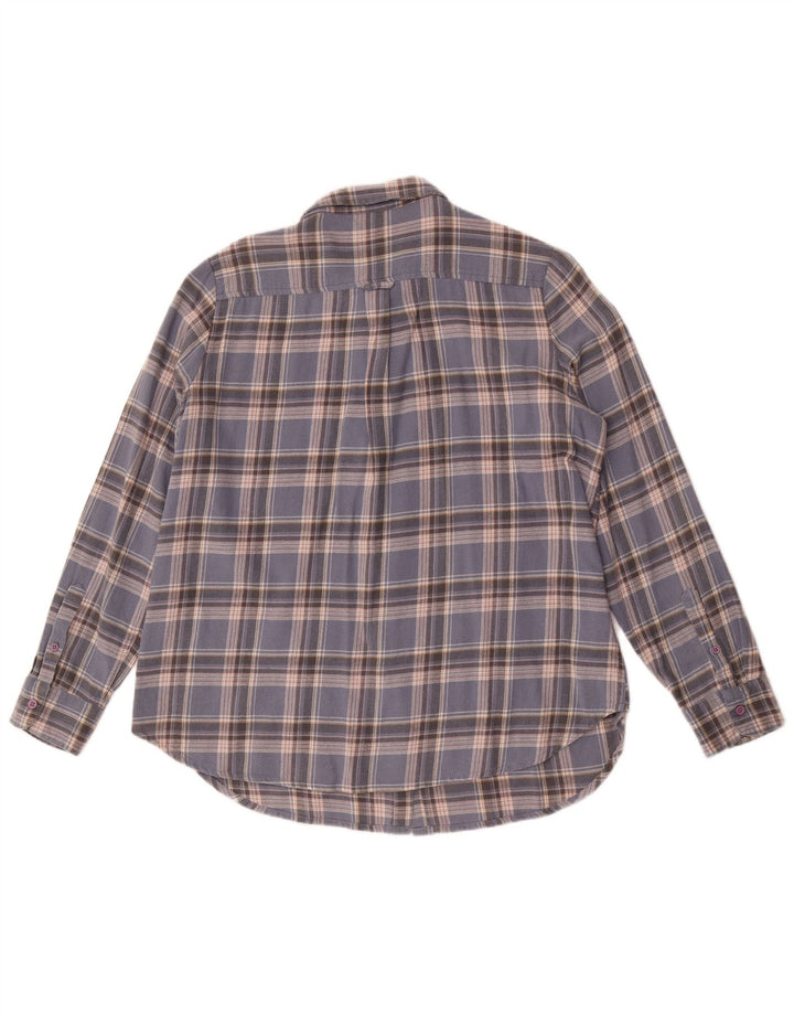 Fat Face Womens Flannel Shirt UK 12 Medium Blue Check Cotton