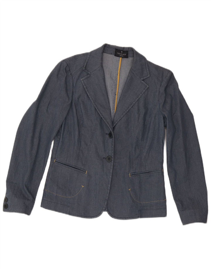 Trussardi Womens Denim 2 Button Blazer Jacket UK 14 Large Navy Blue