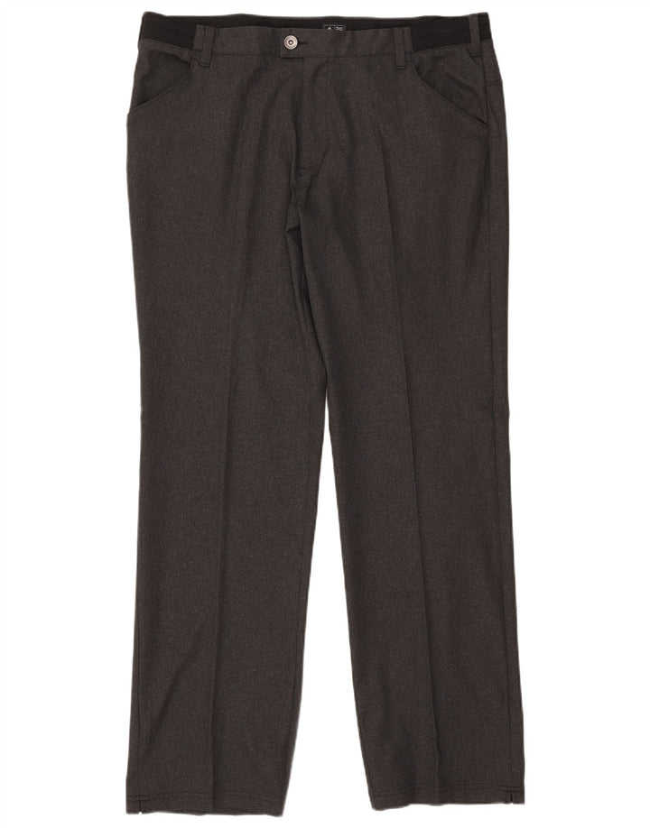 Adidas Mens Straight Casual Trousers W38 L34 Grey Polyester