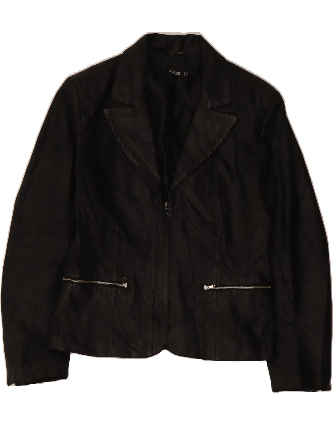 J.J.SCOTT Womens Leather Jacket EU 40 Medium Black Leather Vintage J.J.Scott and Second-Hand J.J.Scott from Messina Hembry 