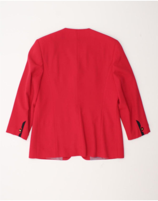 Marcona Womens 3/4 Sleeve 4 Button Blazer Jacket UK 20 2XL Red Polyester