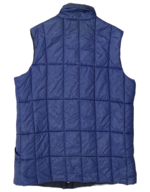 Puffa Gilet rembourré pour homme UK 40 Large Bleu Nylon à fines rayures