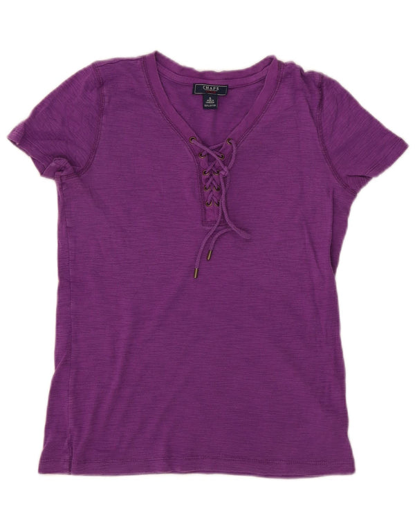 T-shirt da donna Chaps Top UK 10 piccolo cotone chiazzato viola