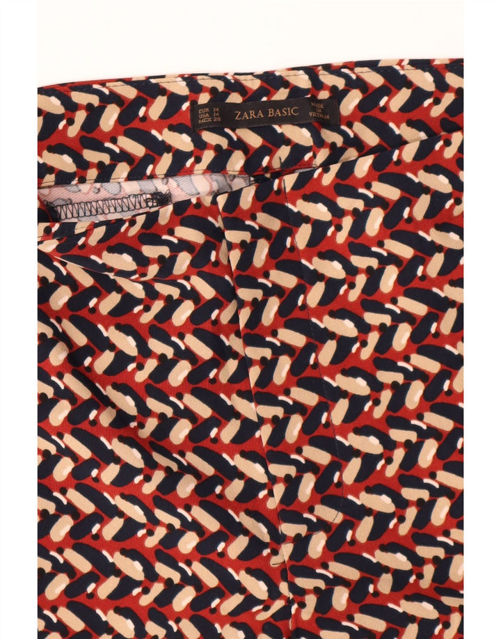 Zara Womens Slim Chino Trousers Medium W30 L28 Multicoloured Geometric