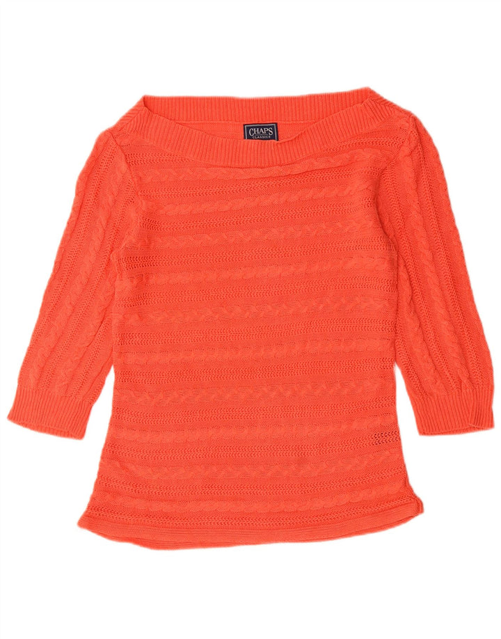 CHAPS Dame Classics Boat Neck Jumper Sweater UK 12 Medium Orange