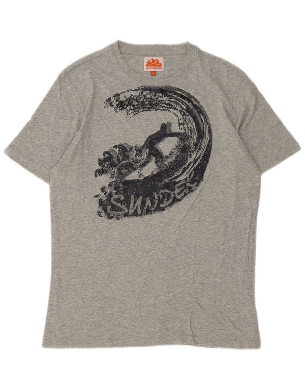 Sundek Herren-T-Shirt mit Grafik, mittelgrau gesprenkelte Baumwolle