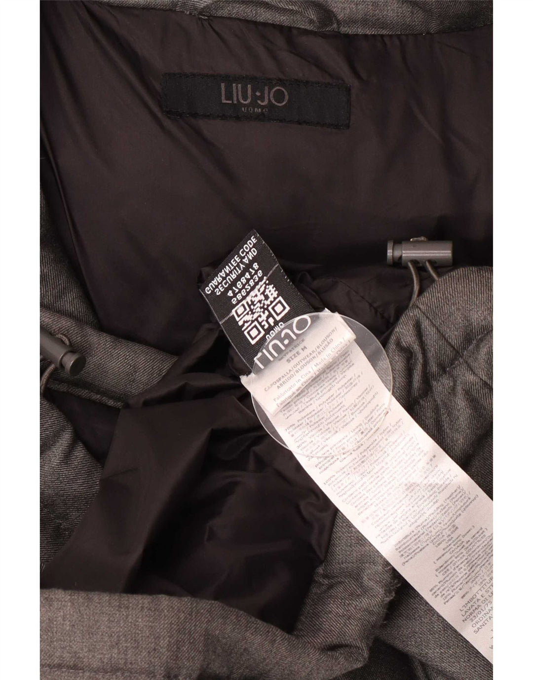 Liu Jo Wattierte Herrenjacke mit Kapuze, UK 36, Mittelgrau, Polyester