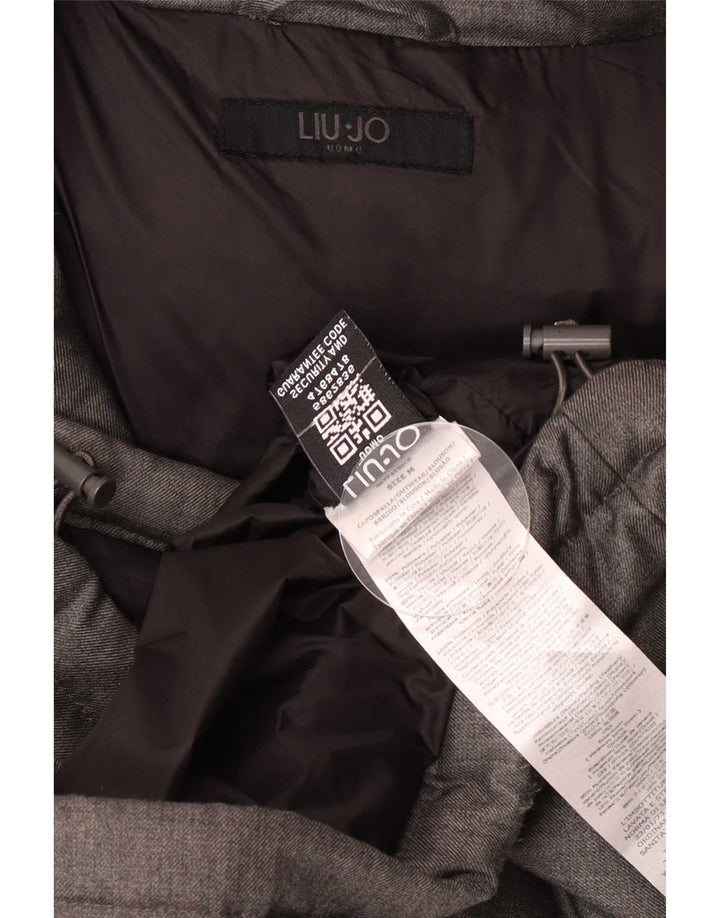 Liu Jo Wattierte Herrenjacke mit Kapuze, UK 36, Mittelgrau, Polyester
