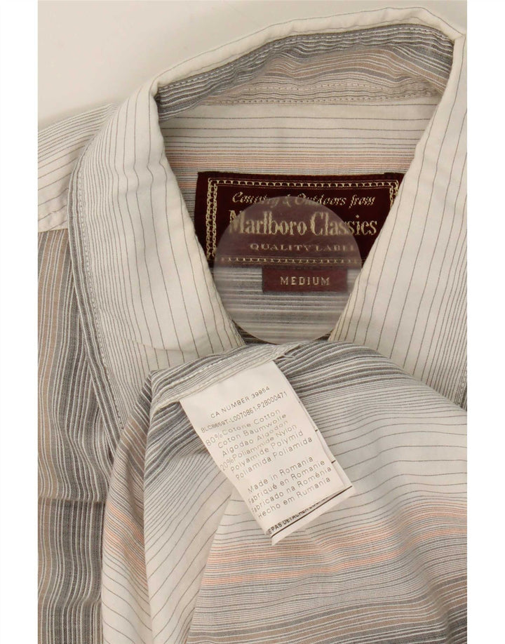 Marlboro Classics Mens Shirt Medium White Striped Cotton