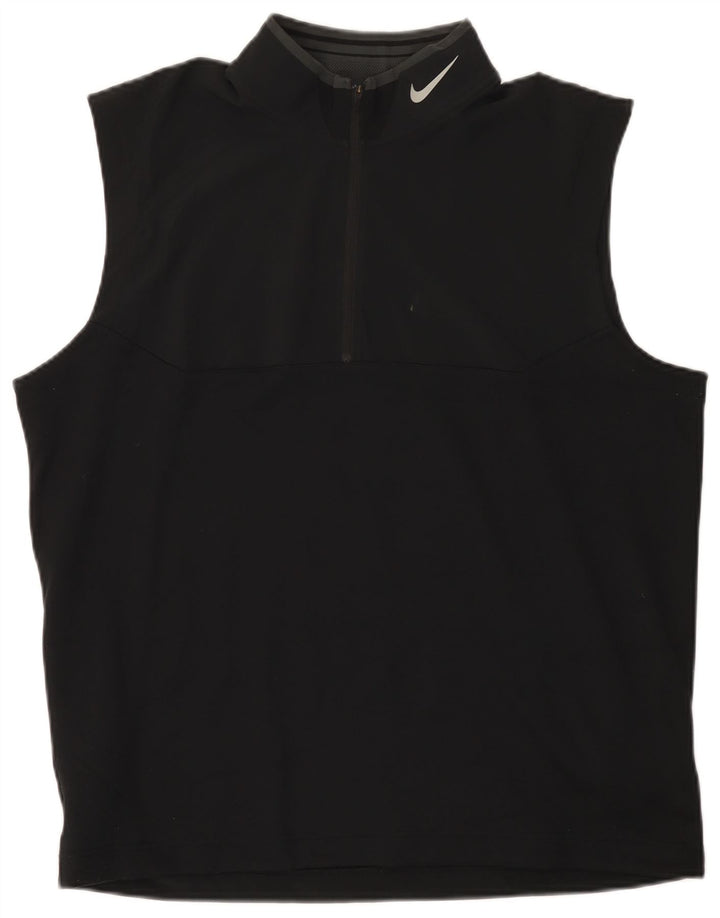 Nike Hommes Dri Fit Zip Neck Débardeur Grand Noir Polyester