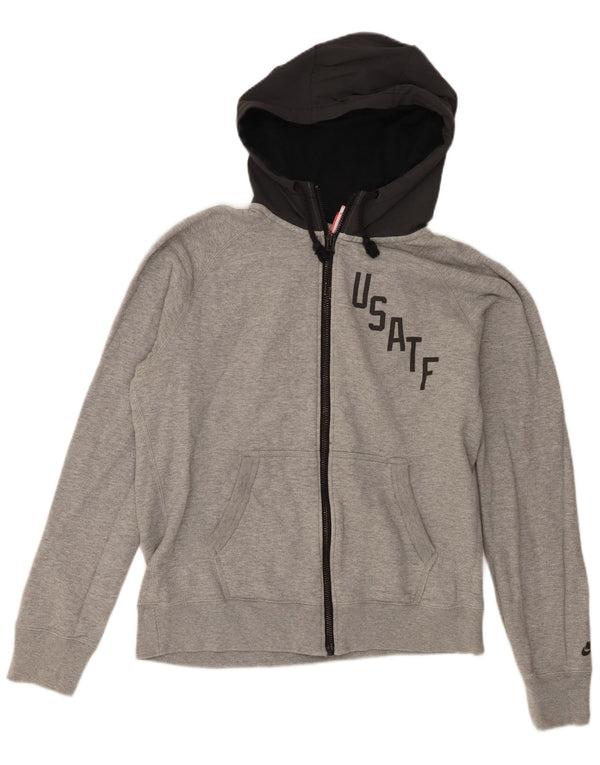 Nike Mens Graphic Zip Hoodie Sweater Medium Grey Colourblock Cotton