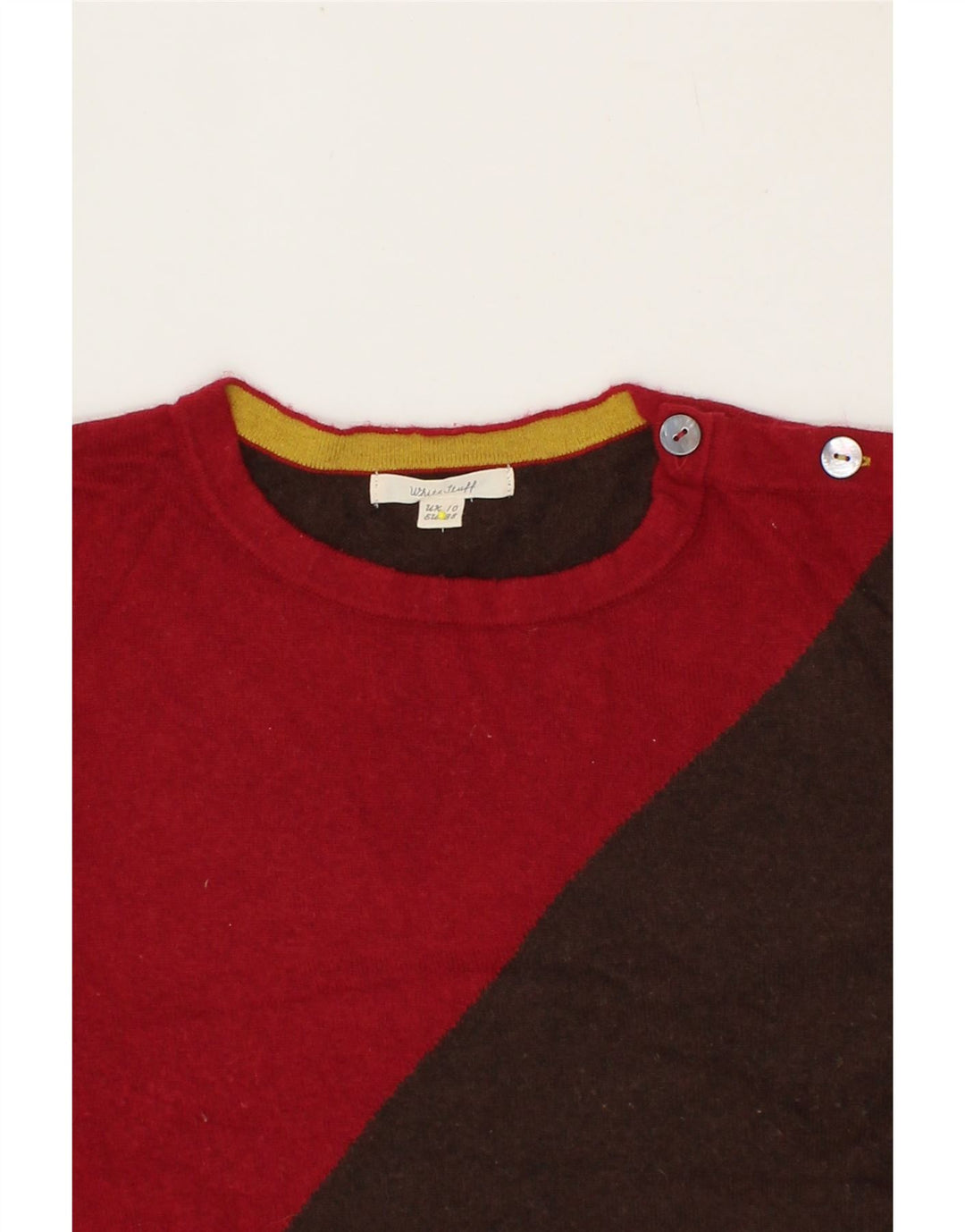 WHITE STUFF Womens Crew Neck Jumper Sweater UK 10 Small Red Colourblock Vintage White Stuff and Second-Hand White Stuff from Messina Hembry 