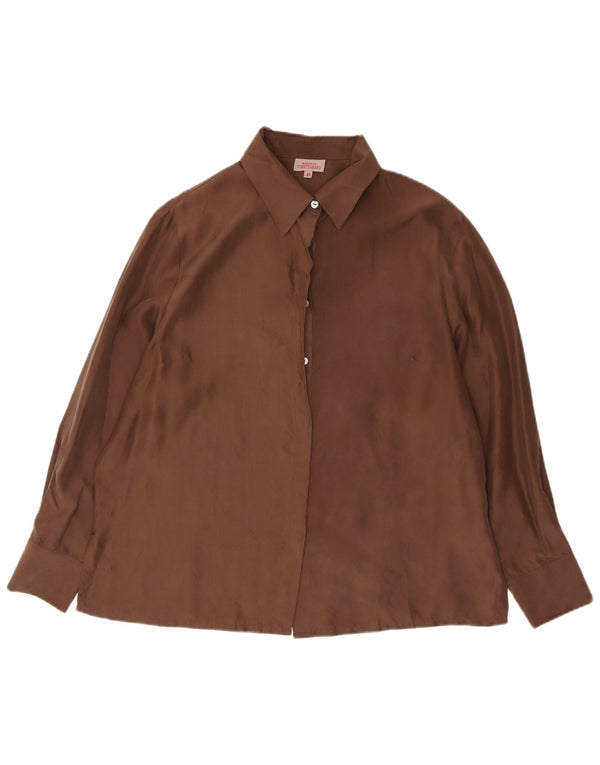 Egon Furstenberg Camisa de mujer IT 49 XL Seda marrón