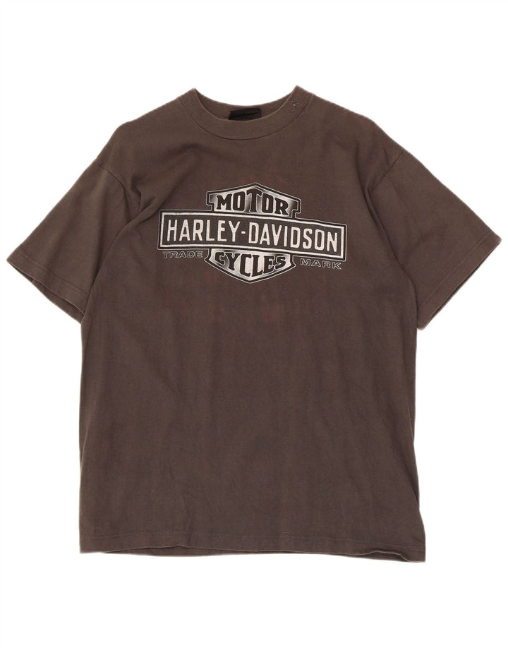 Harley Davidson Mens Graphic T-Shirt Top Medium Grey Cotton