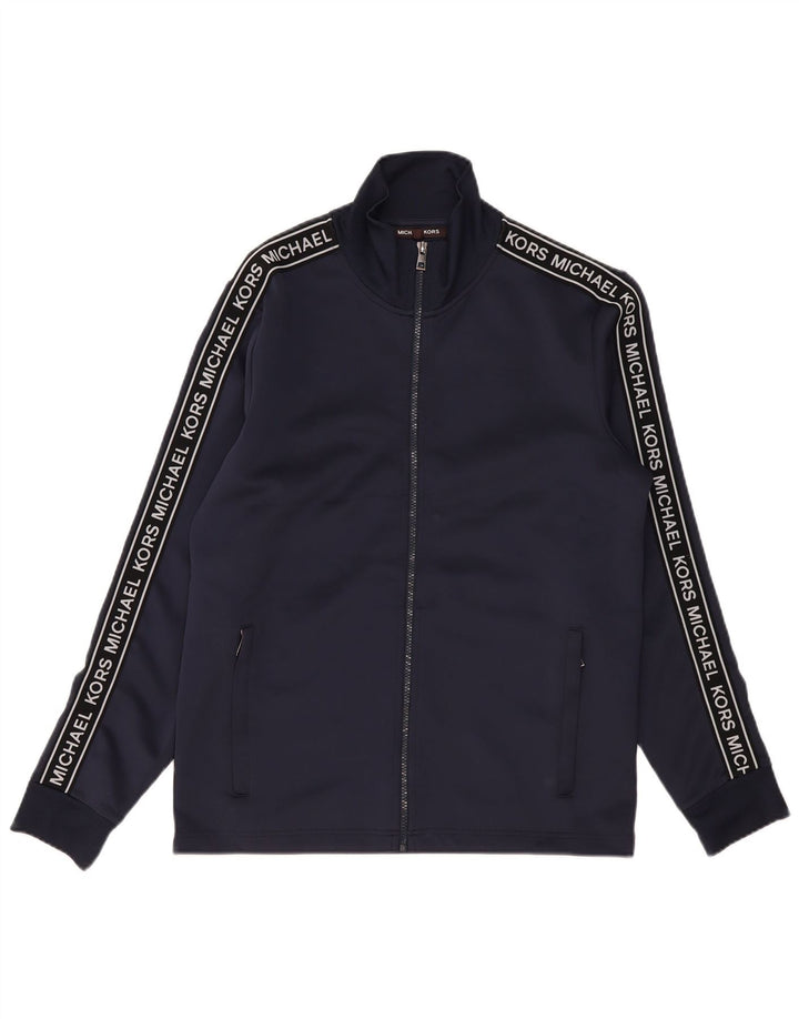 Michael Kors Mens Graphic Tracksuit Top Jacket Medium Navy Blue Polyester