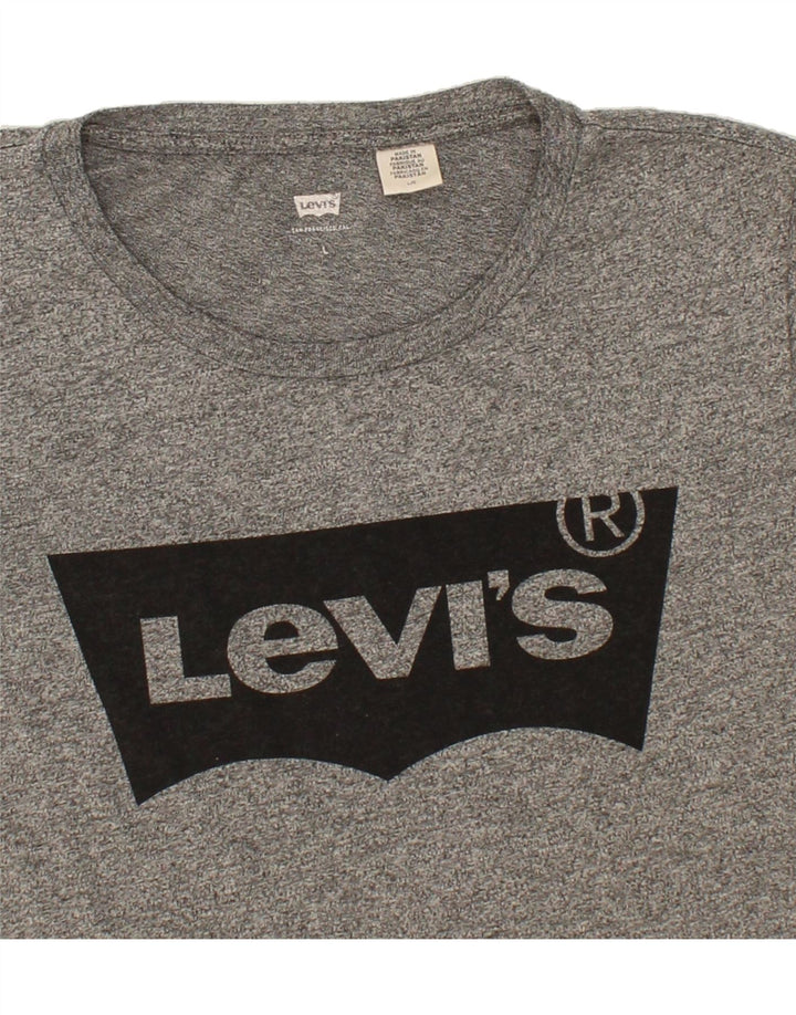 LEVI'S Womens Graphic T-Shirt Top UK 16 Large Grey Vintage Levi's and Second-Hand Levi's from Messina Hembry 