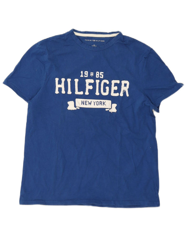 Tommy Hilfiger Womens Oversized Graphic T-Shirt Top UK 10 Small Blue
