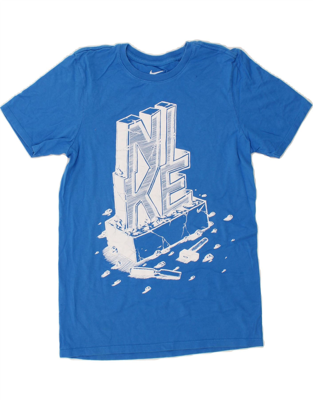 NIKE Mens Athletic Cut Graphic T-Shirt Top Small Blue Vintage Nike and Second-Hand Nike from Messina Hembry 