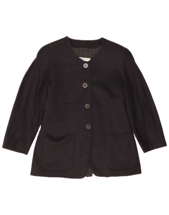 Marella Womens 4 Button Blazer Jacket UK 16 Large Navy Blue Wool