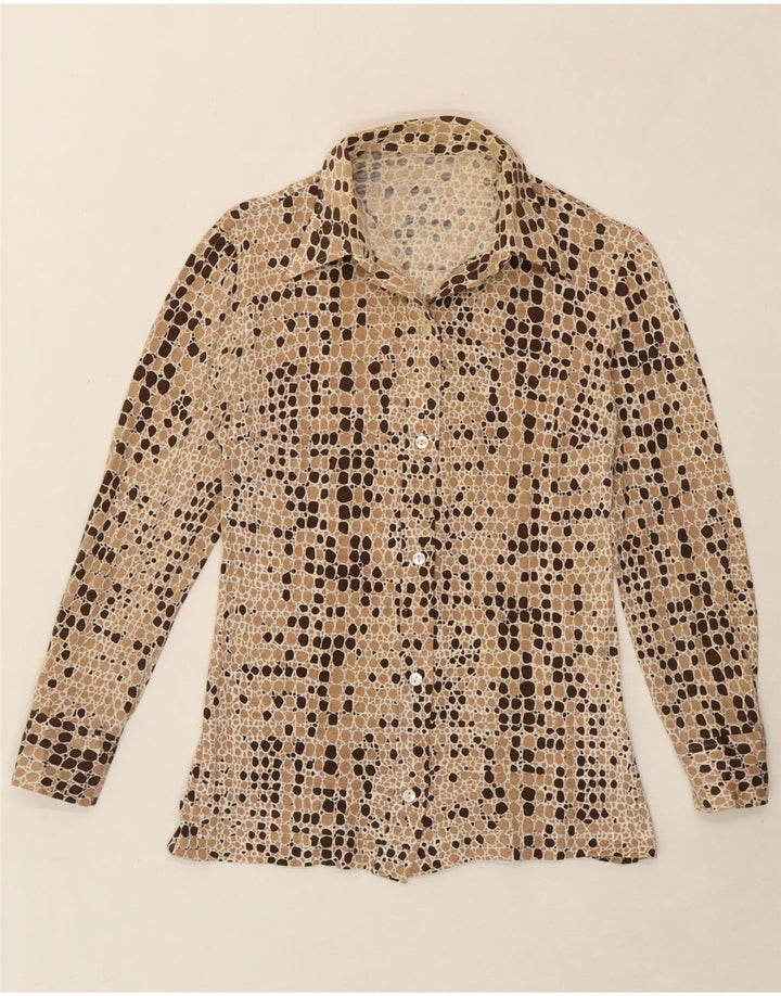 VINTAGE Womens Shirt Blouse UK 12 Medium Brown Spotted Vintage Vintage and Second-Hand Vintage from Messina Hembry 